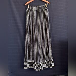 Womens NWT Breezy Wide Leg Polyester Black Yellow Striped Pants Size Small